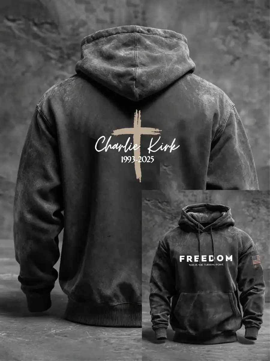 Charlie Kirk 1993 2025 Hoodie Cross Turning Point Christian Faith Graphic Freedom Gifts