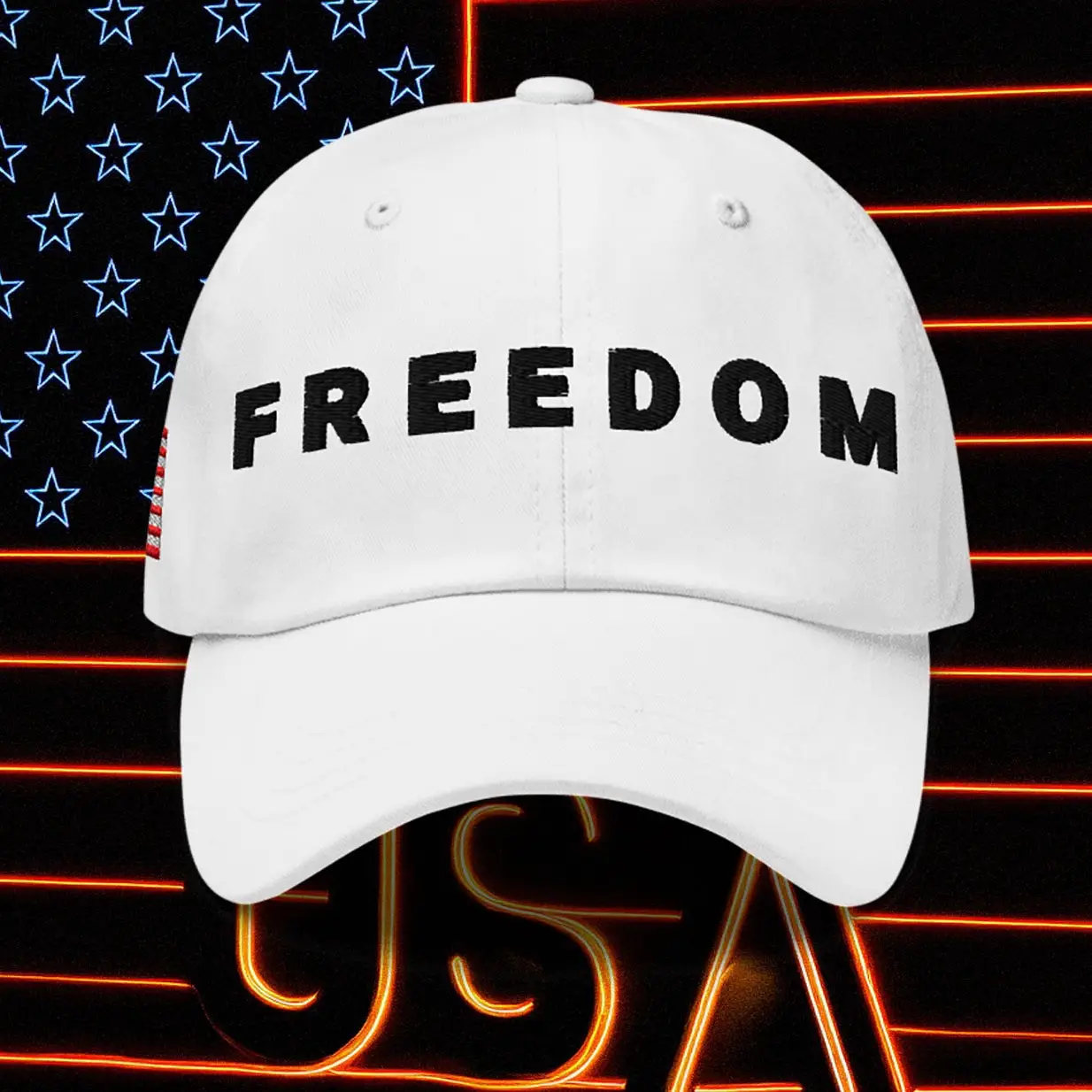 Charlie Kirk Freedom Hat Embroidered White