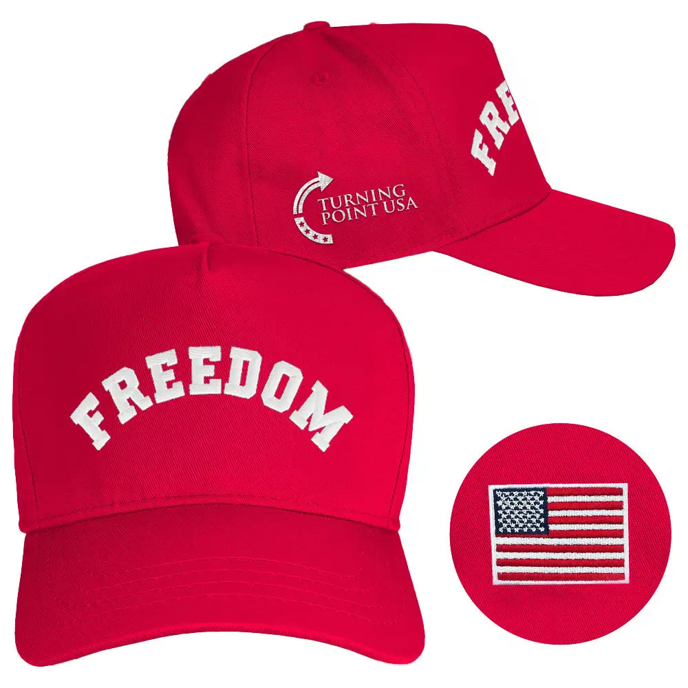Charlie Kirk Freedom Hat Turning Point USA Hat Red Embroidered Charlie Kirk Merch Dad Gifts