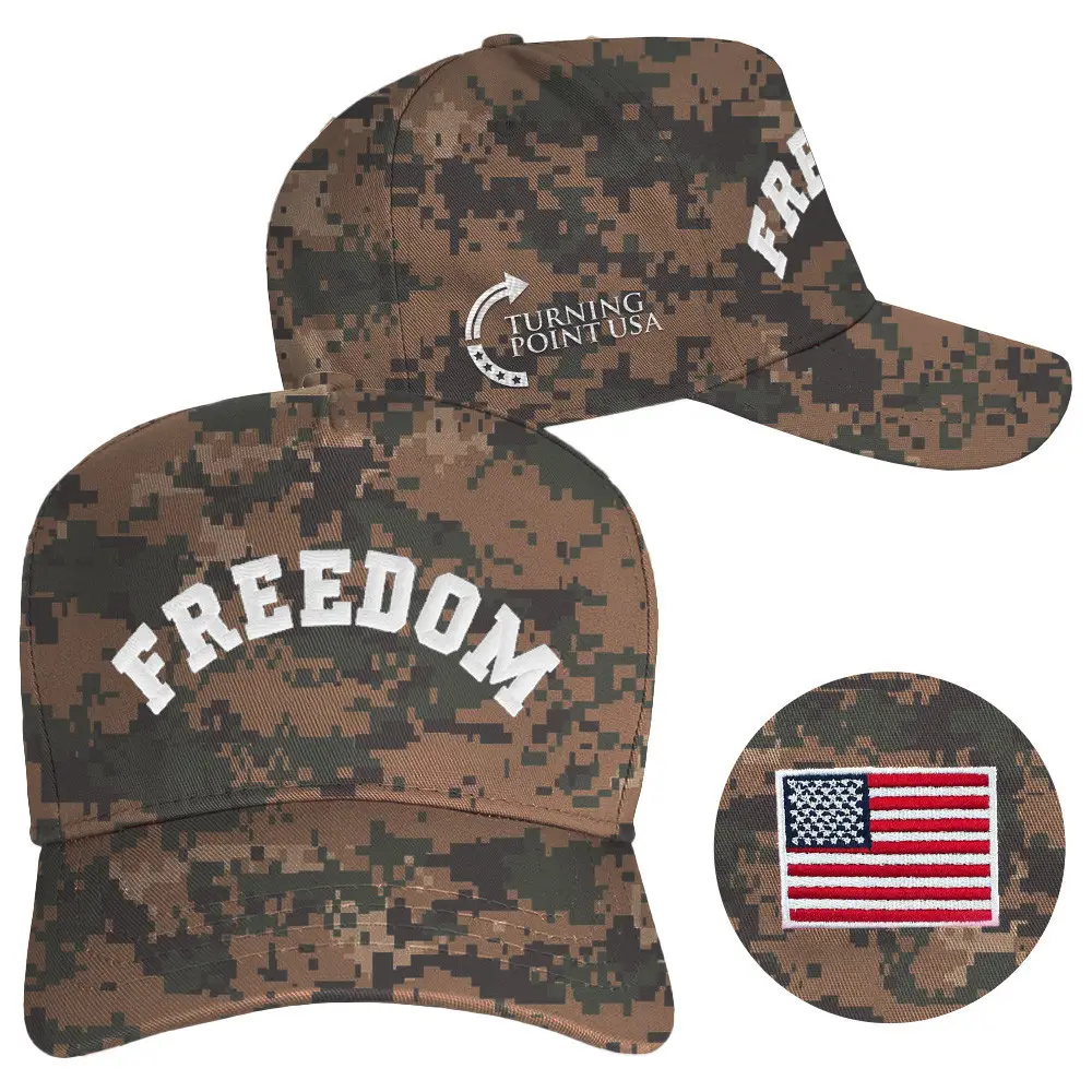 Charlie Kirk Freedom Hat Turning Point USA Merch Camo Embroidered Charlie Kirk Hat Father Gifts