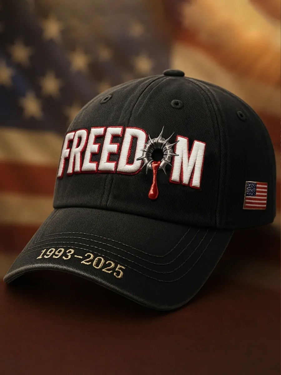 Charlie Kirk Freedom Hat With Bullet Hole 1993 2025 USA Flag Patriotic USA Cap Gift Ideas