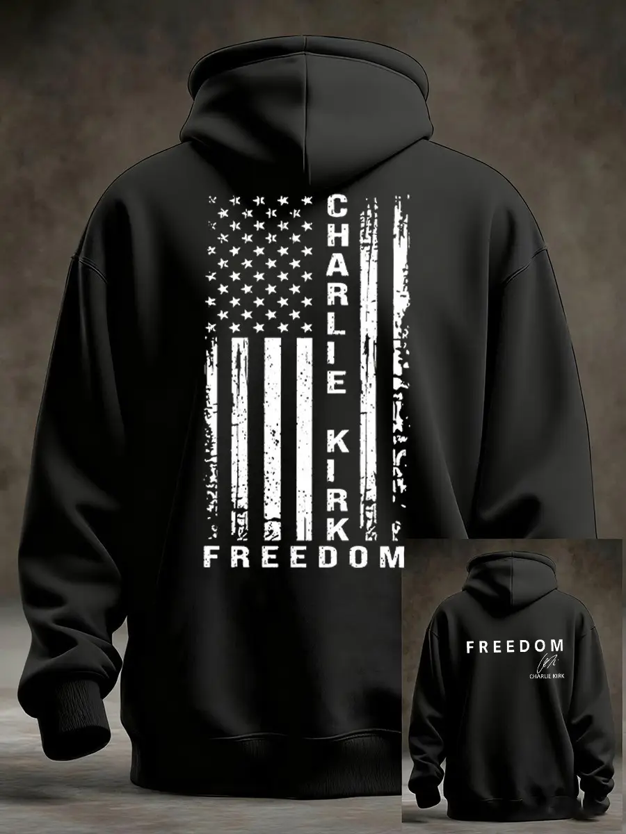 Charlie Kirk Freedom Hoodie Signature Charlie's Outfit Merch Gifts For Supporters