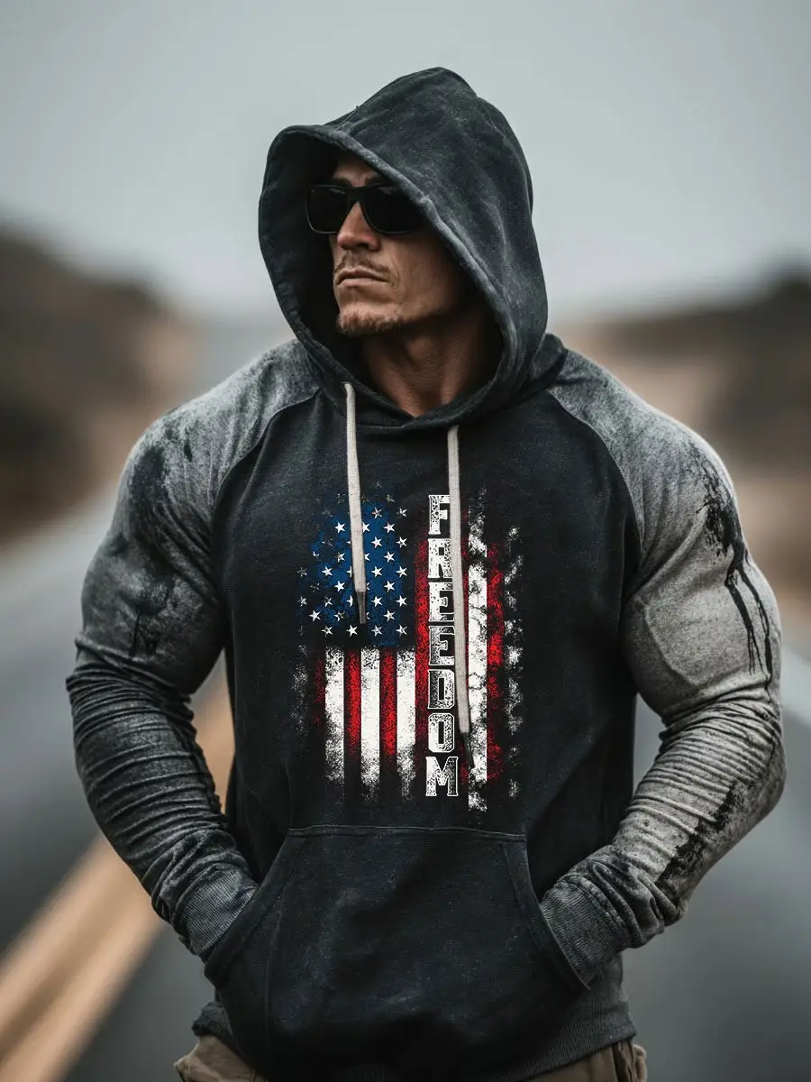 Charlie Kirk Freedom Men's Hoodie America Flag Outfit In Loving Memory Gifts For Supporters