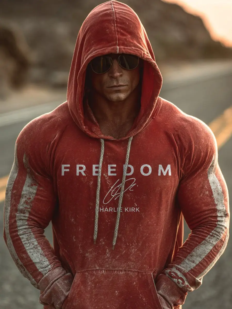 Charlie Kirk Freedom Merch Hoodie Freedom USA Flag Signed Commemorative CK 47 Gifts