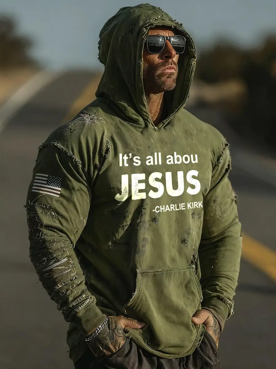 Charlie Kirk Freedom Merch Hoodie It's All About Jesus Proud CK Gifts For Patriotics