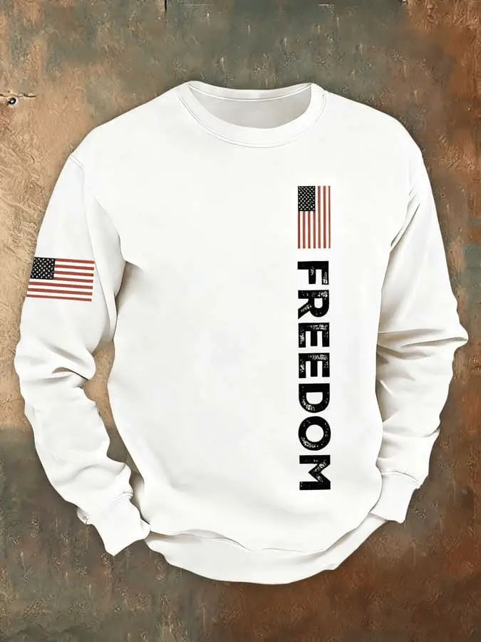 Charlie Kirk Freedom Print Crew Neck Sweatshirt TPUSA Merch Tribute Gift for Supporters