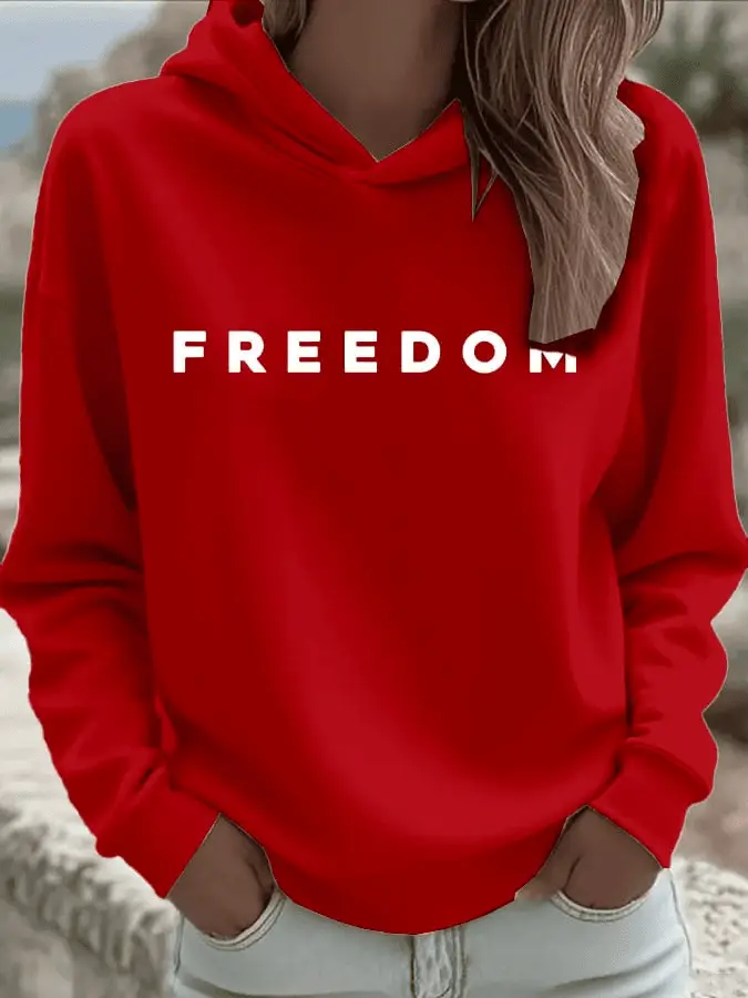 Charlie Kirk Freedom Print Hoodie TPUSA Merch We Wear Red on 14th October Charlie Kirk Birthday Tribute Gift