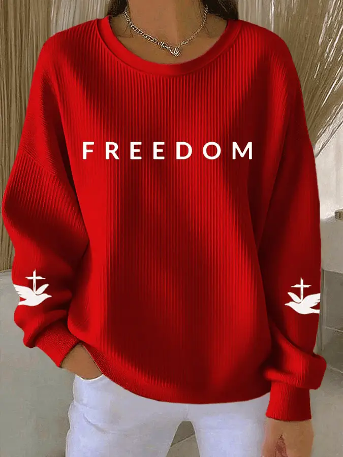 Charlie Kirk Freedom Sweatshirt Women's Casual Hotspot Commemorative Freedom Crewneck Turning Point Merch