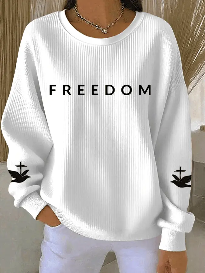 Charlie Kirk Freedom Sweatshirt Women's Casual Hotspot Commemorative Freedom Crewneck Turning Point Merch Tribute Gift