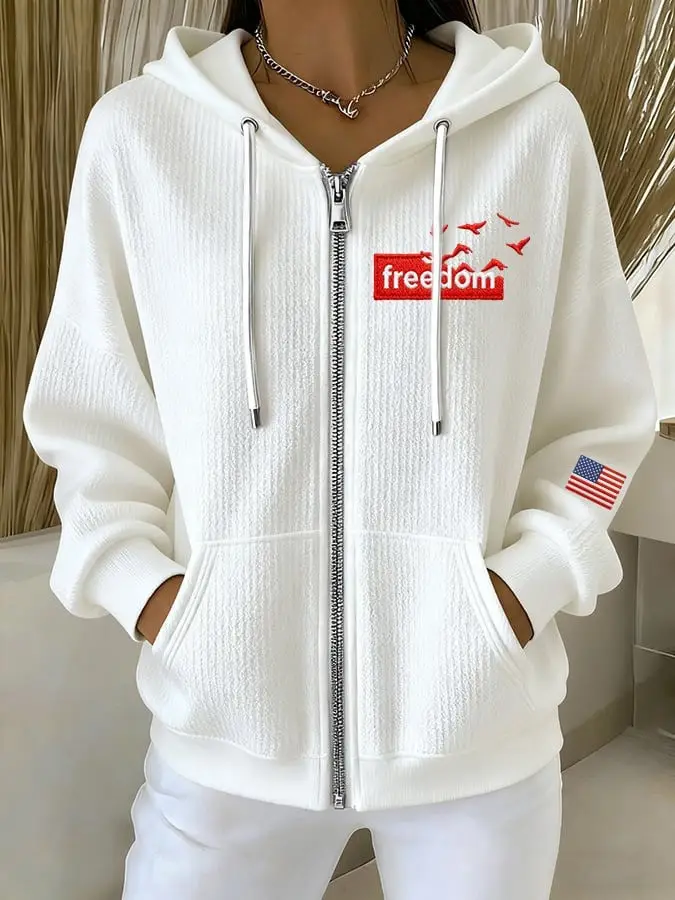 Charlie Kirk Freedom Zip Hoodie Patriotic Clothing Gifts For Girlfriend Charlie Kirk Freedom Zip Hoodie Patriotic Clothing Gifts For Girlfriend - Image 1