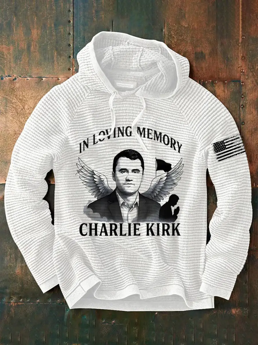 Charlie Kirk French Terry Hoodie White Charlie Kirk Memorial Merch Charlie Kirk French Terry Hoodie White Charlie Kirk Memorial Merch - Image 1