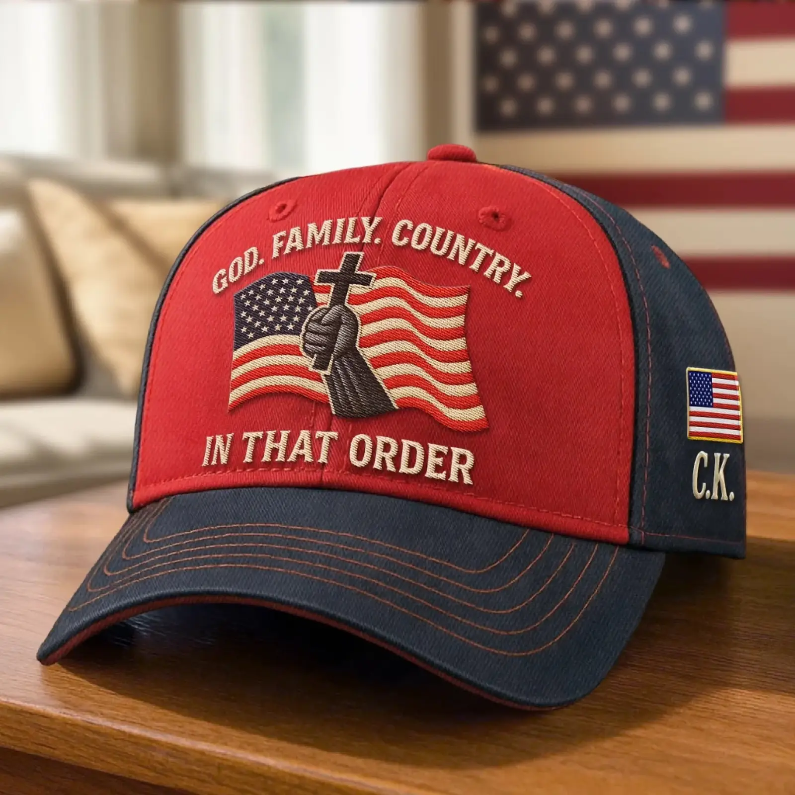 Charlie Kirk God Family Country Hat In That Order Cross Christian Cap Gifts For Friends Charlie Kirk God Family Country Hat In That Order Cross Christian Cap Gifts For Friends - Image 1