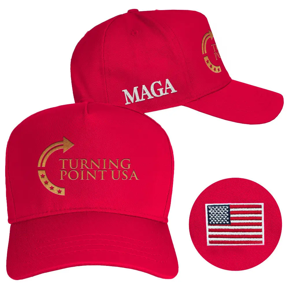 Charlie Kirk Hat Embroidered Turning Point USA Hat MAGA Red Cap Supporters Gifts