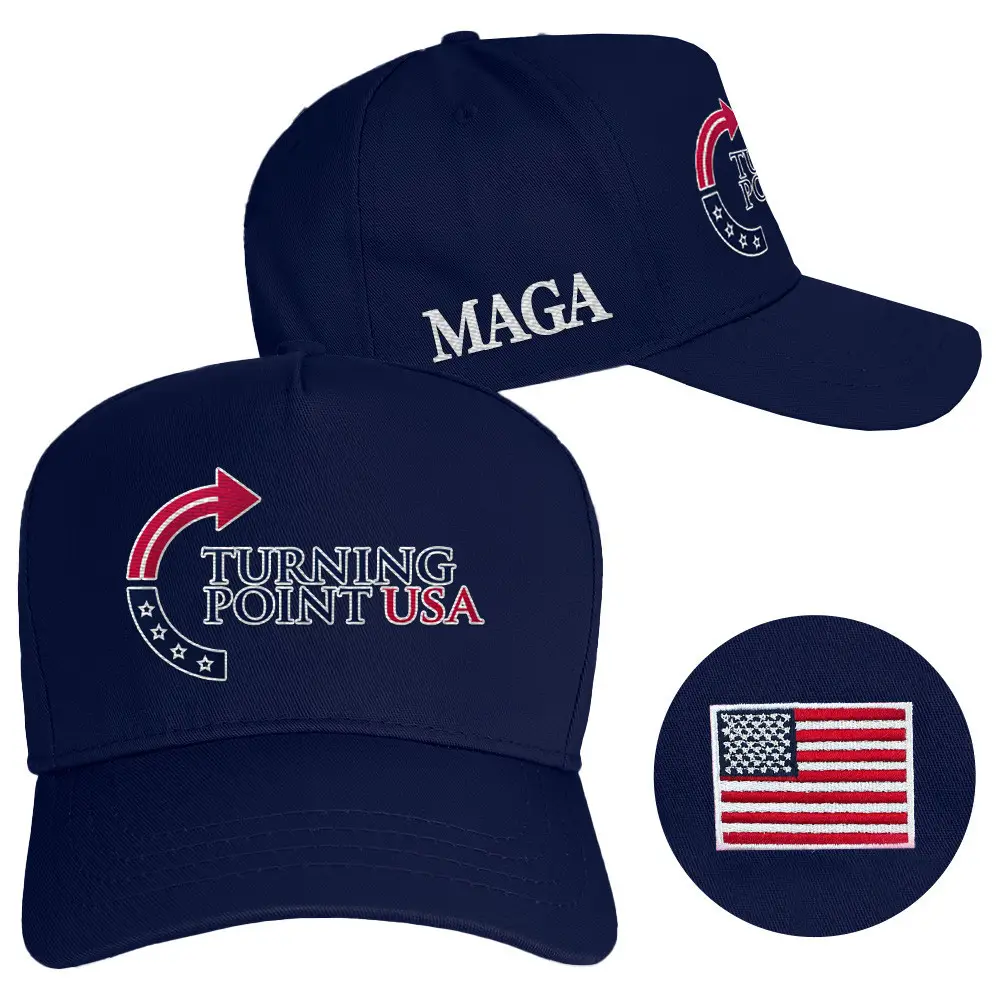 Charlie Kirk Hat Turning Point USA Hat MAGA Navy Cap Embroidered Trump Lovers Gifts