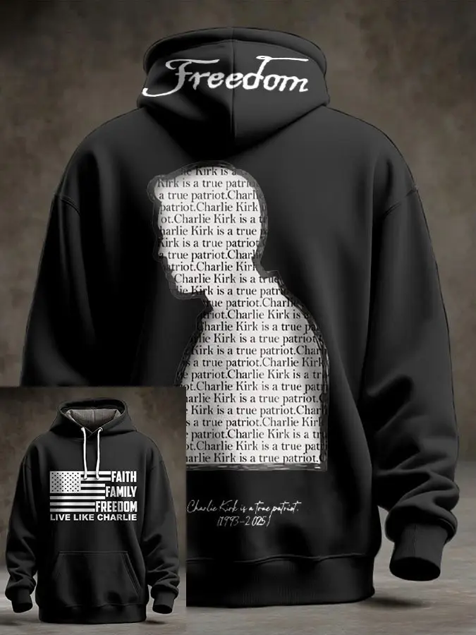 Charlie Kirk Hoodie Freedom Faith Family Live Like Charlie Christian Clothing Patriotic Gifts