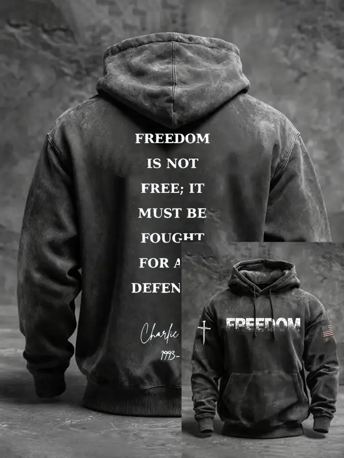 Charlie Kirk Hoodie Freedom Is Not Free Cross USA Flag Freedom Merch Tribute Gifts