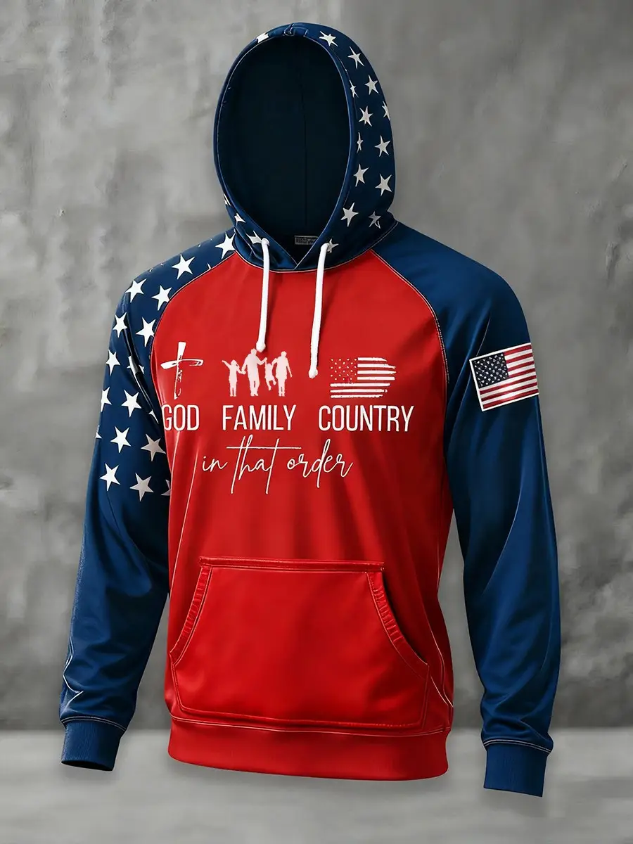 Charlie Kirk Hoodie God Family Country In That Order USA FLag Christian Outfit Gifts