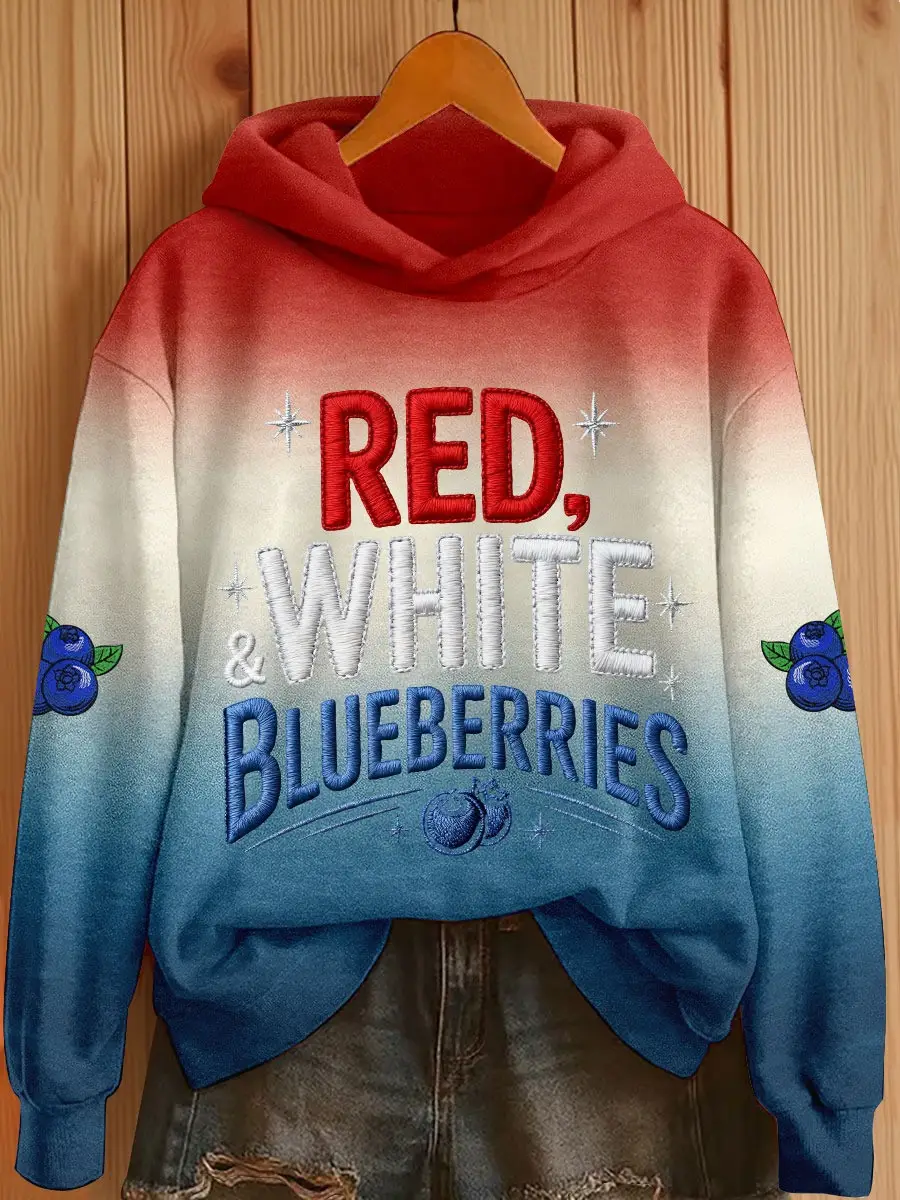 Charlie Kirk Hoodie Red White And Blueberries Clothing Patriotic Memorial Gifts For Her