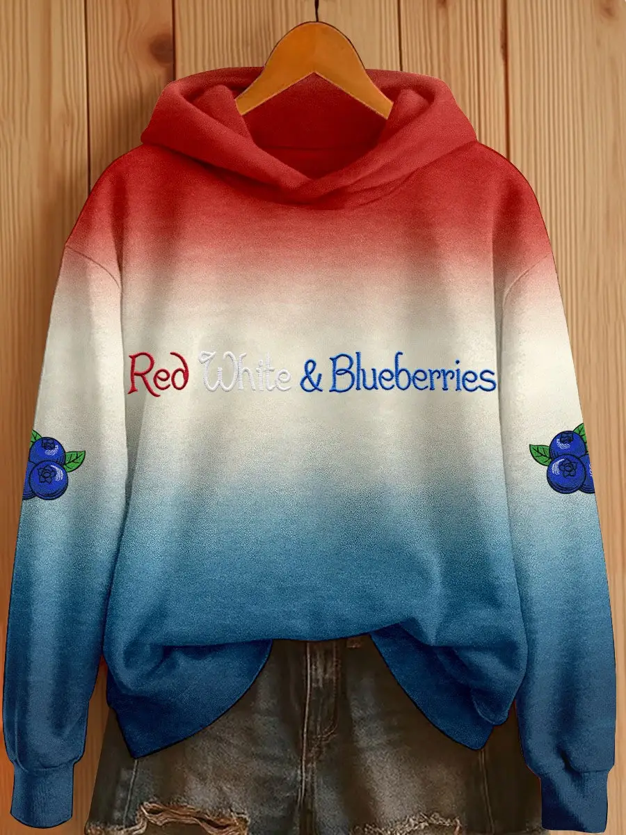 Charlie Kirk Hoodie Red White And Blueberries Clothing Patriotic Memorial Gifts