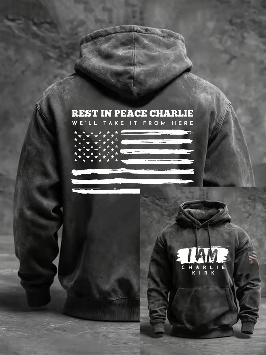 Charlie Kirk Hoodie Rest In Peace Charlie America Flag Clothing Patriotic Gifts For Him
