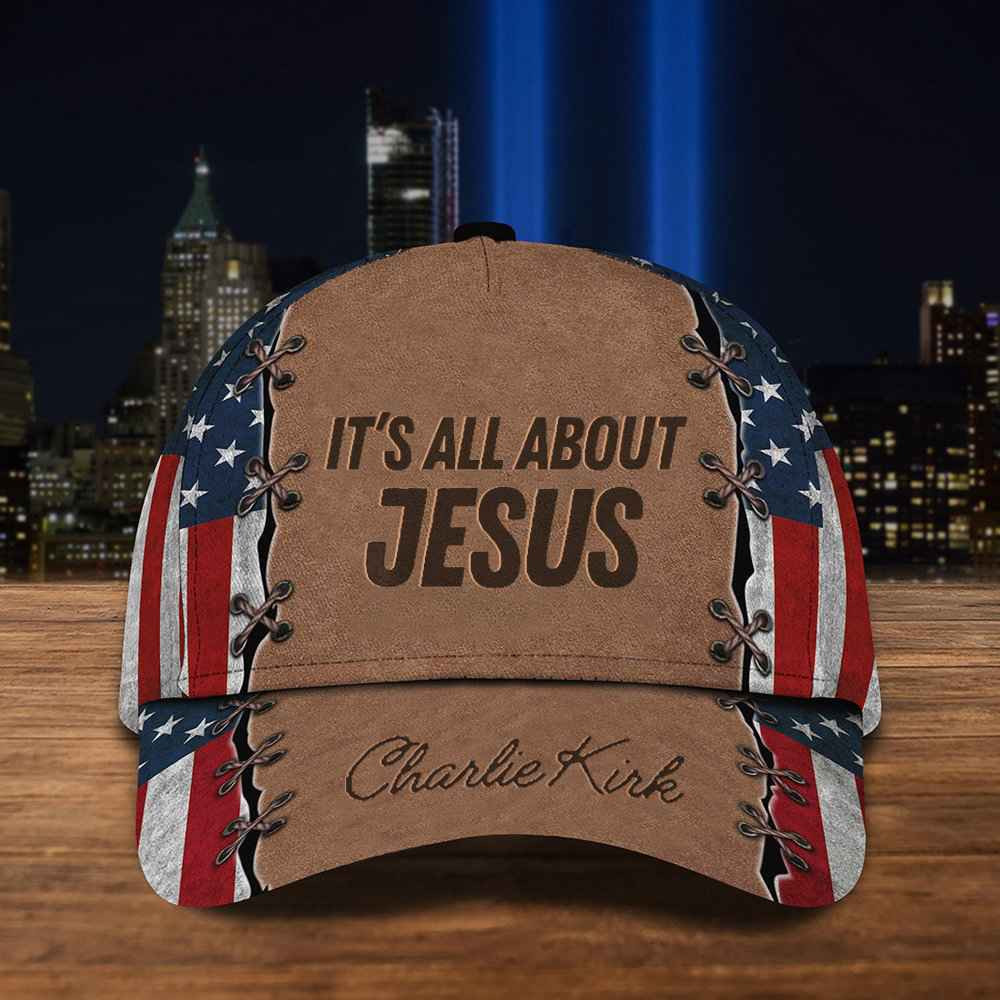 Charlie Kirk It's All About The Jesus Hat The Turning Point USA Merch American Flag Cap