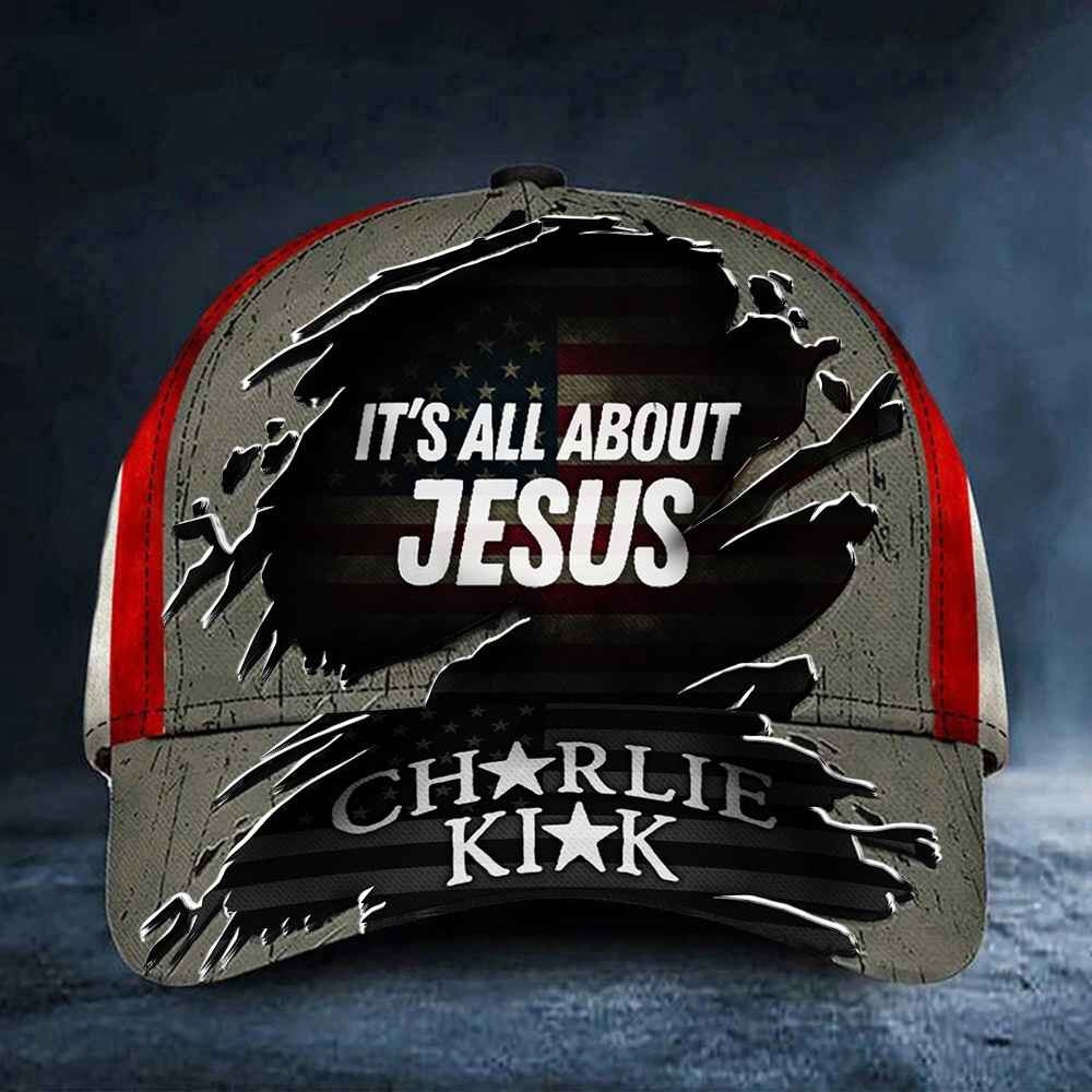 Charlie Kirk It's All About The Jesus Hat USA Flag Tribute Charlie Kirk Memorial Merchandise