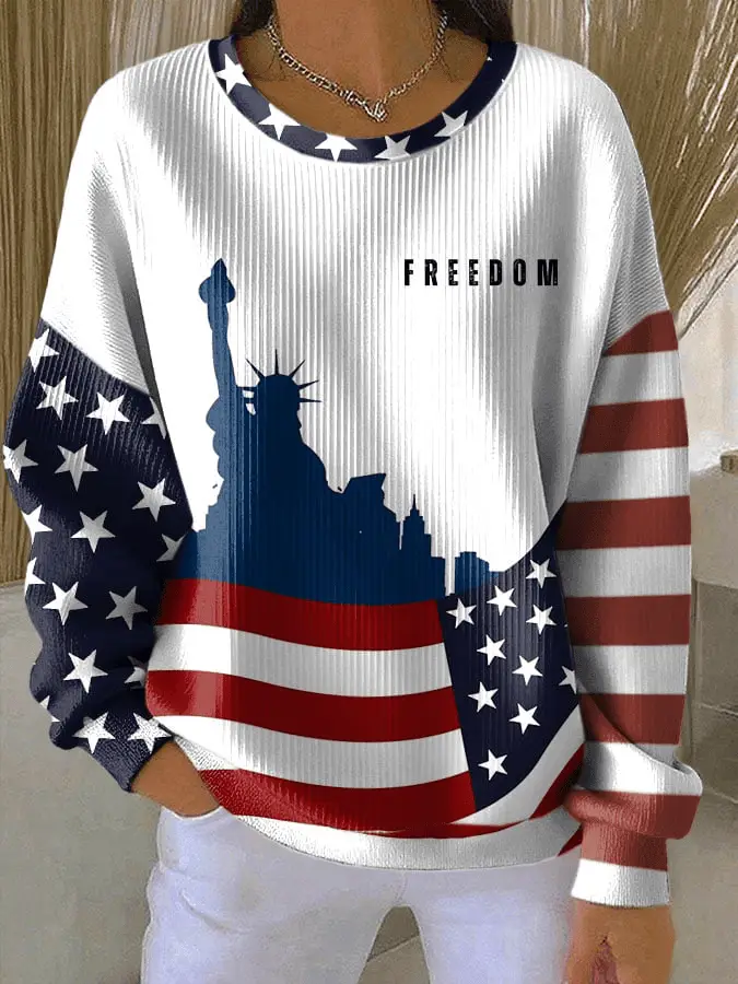 Charlie Kirk Merch Freedom Printed Casual Sweatshirt Patritic Gift for Girlfriend Charlie Kirk Merch Freedom Printed Casual Sweatshirt Patritic Gift for Girlfriend - Image 1
