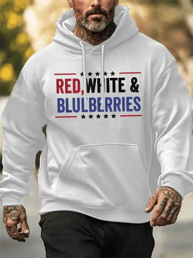 Charlie Kirk Merch Men's Red White And Blueberries Print Hoodie