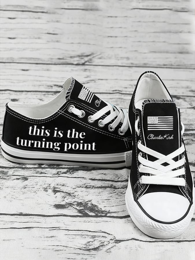 Charlie Kirk Merch This Is The Turning Pointn Print Furred Canvas Shoes Gifts For Patriots