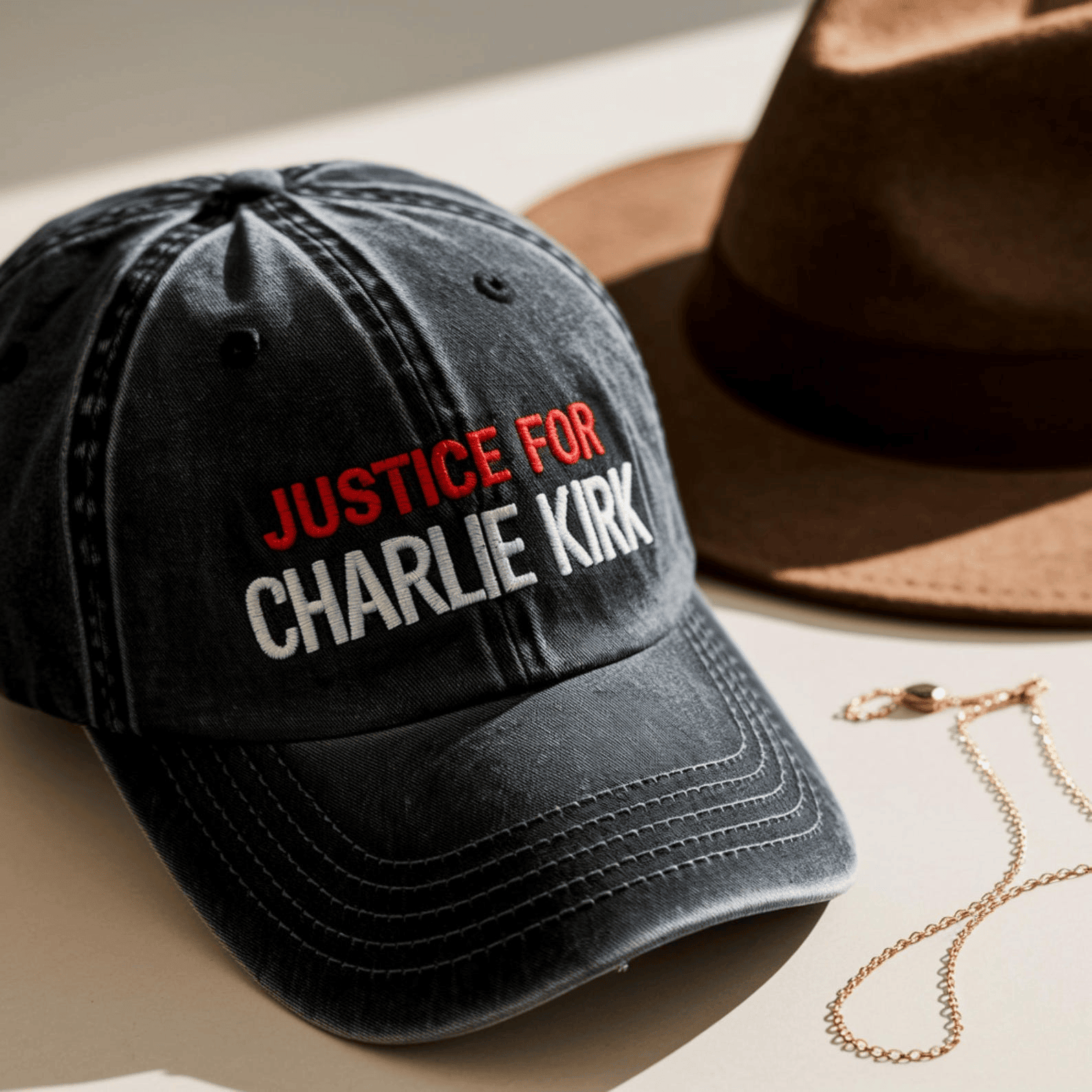 Charlie Kirk Patriotic Embroided Washed Hat A Real American Patriot Cap Justice For Charlie Kirk Washed Hat