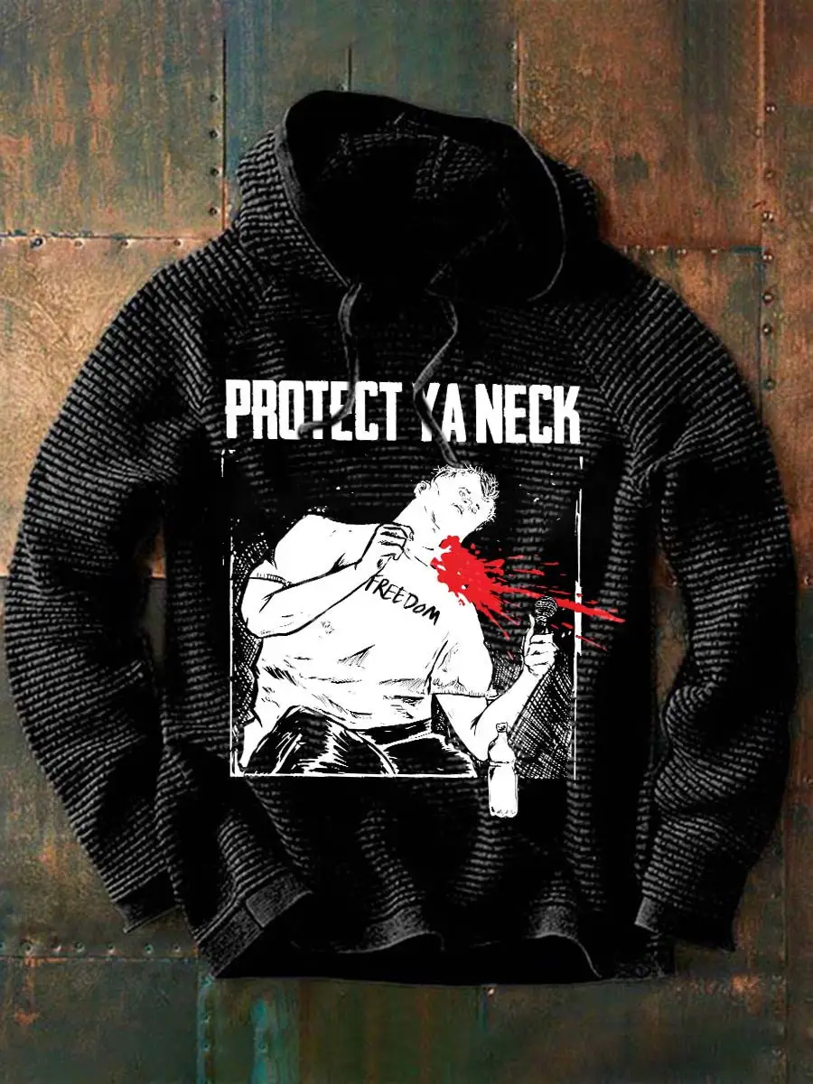 Charlie Kirk Protect Ya Neck Waffle Hoodie Defeated Death Memorial Clothing For Supporters