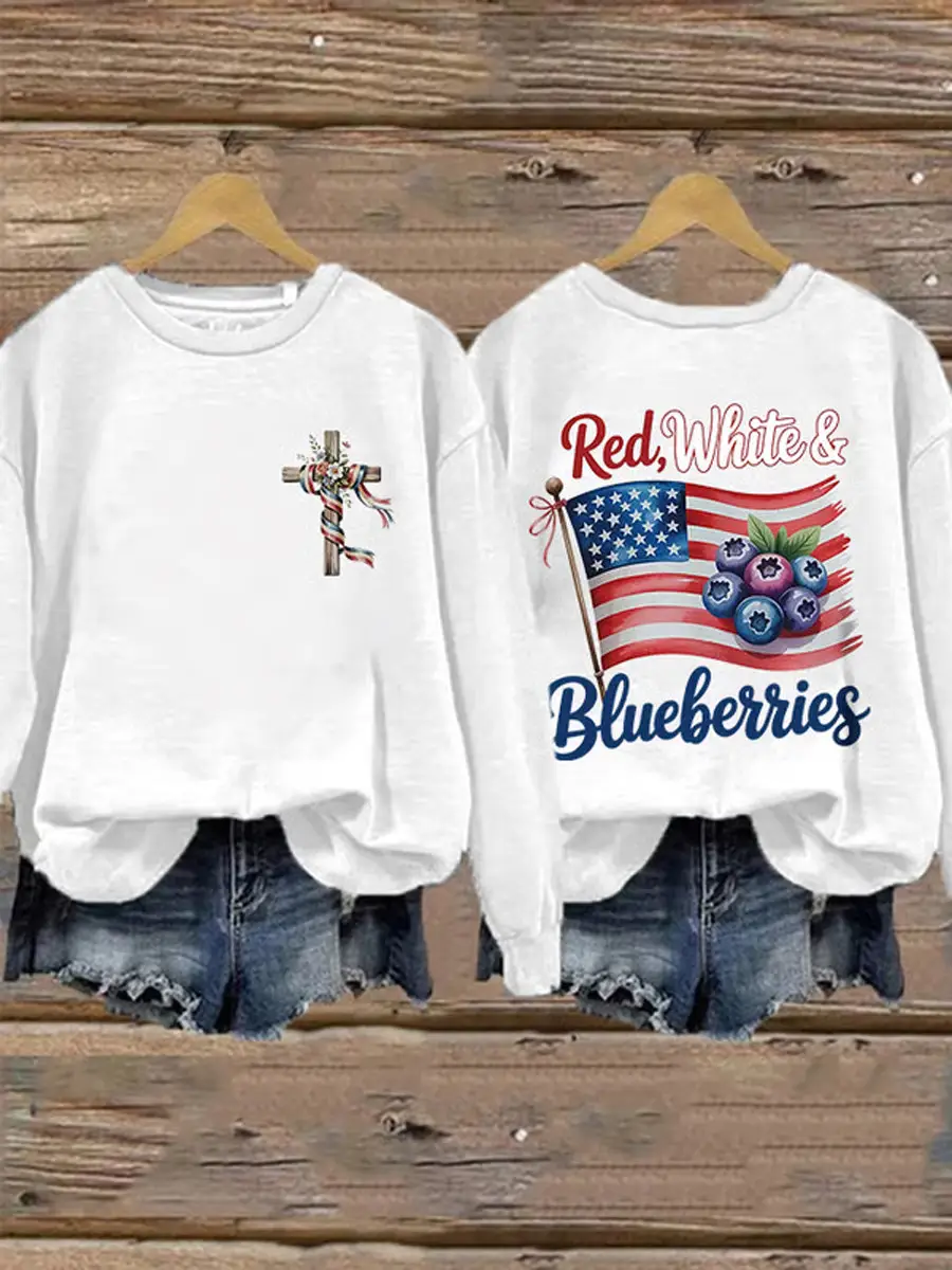 Charlie Kirk Red White And Blueberries Merch Sweatshirt Faith In Cross The Greatness Of Our Nation Charlie Kirk Red White And Blueberries Merch Sweatshirt Faith In Cross The Greatness Of Our Nation - Image 1