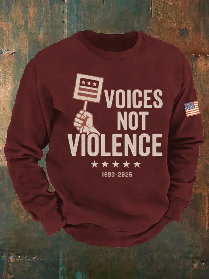 Charlie Kirk Voices Not Violence Hoodie 1993 2025 Patriotic Clothing Memorial Gifts For Him