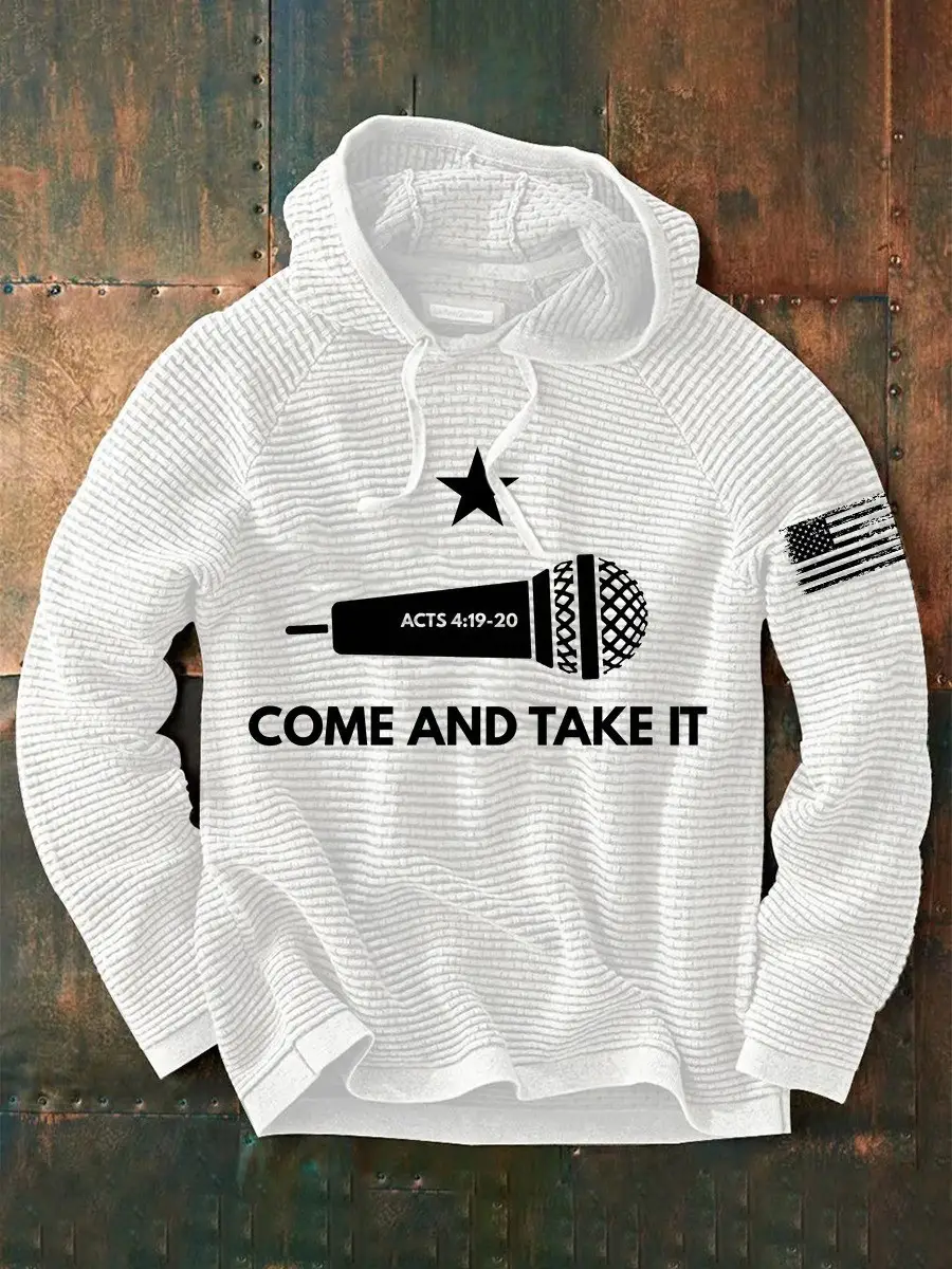 Charlie Kirk Waffle Hoodie Come And Take It Print Acts 4.19-20 Memorial Tribute Gifts