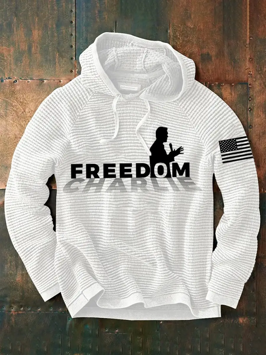 Charlie Kirk Waffle Hoodie Freedom Charlie Holding Mic Graphic USA Flag Apparel Gifts Charlie Kirk Waffle Hoodie Freedom Charlie Holding Mic Graphic USA Flag Apparel Gifts - Image 1