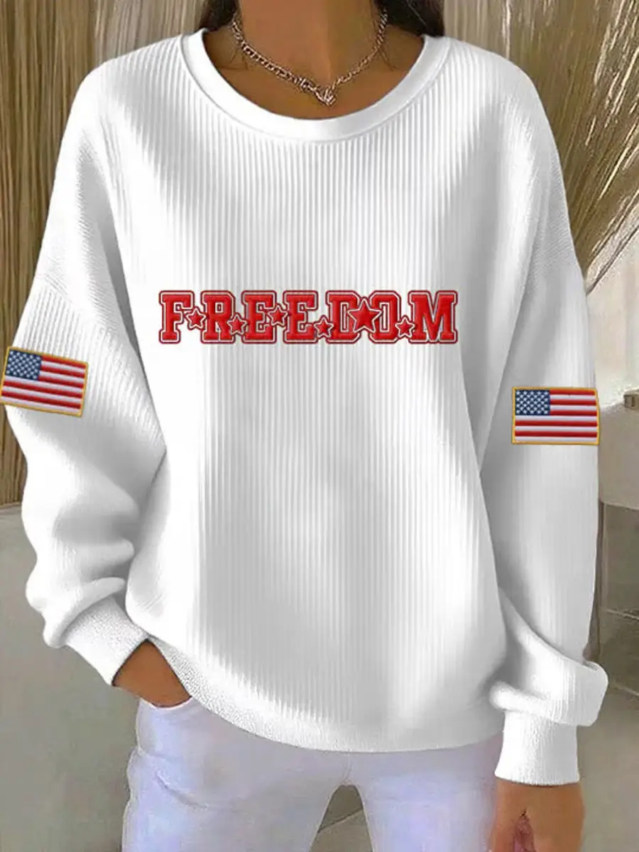 Charlie Kirk Women's Sweatshirt Freedom America Flag In Loving Memory Gifts For Patriotic