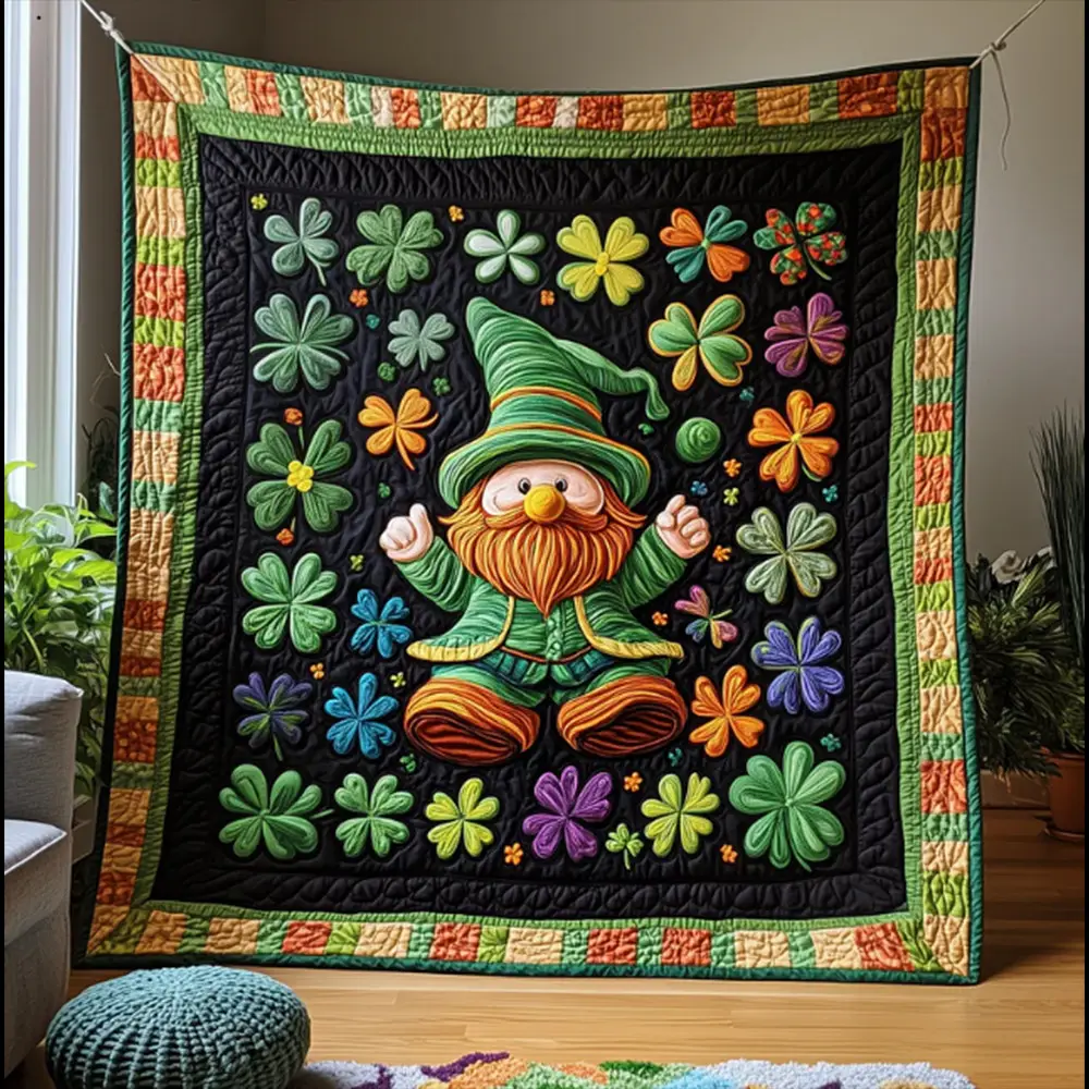 Charm Irish Gnome Saint Patrick's Day Quilt Blanket Best Gift For Irish