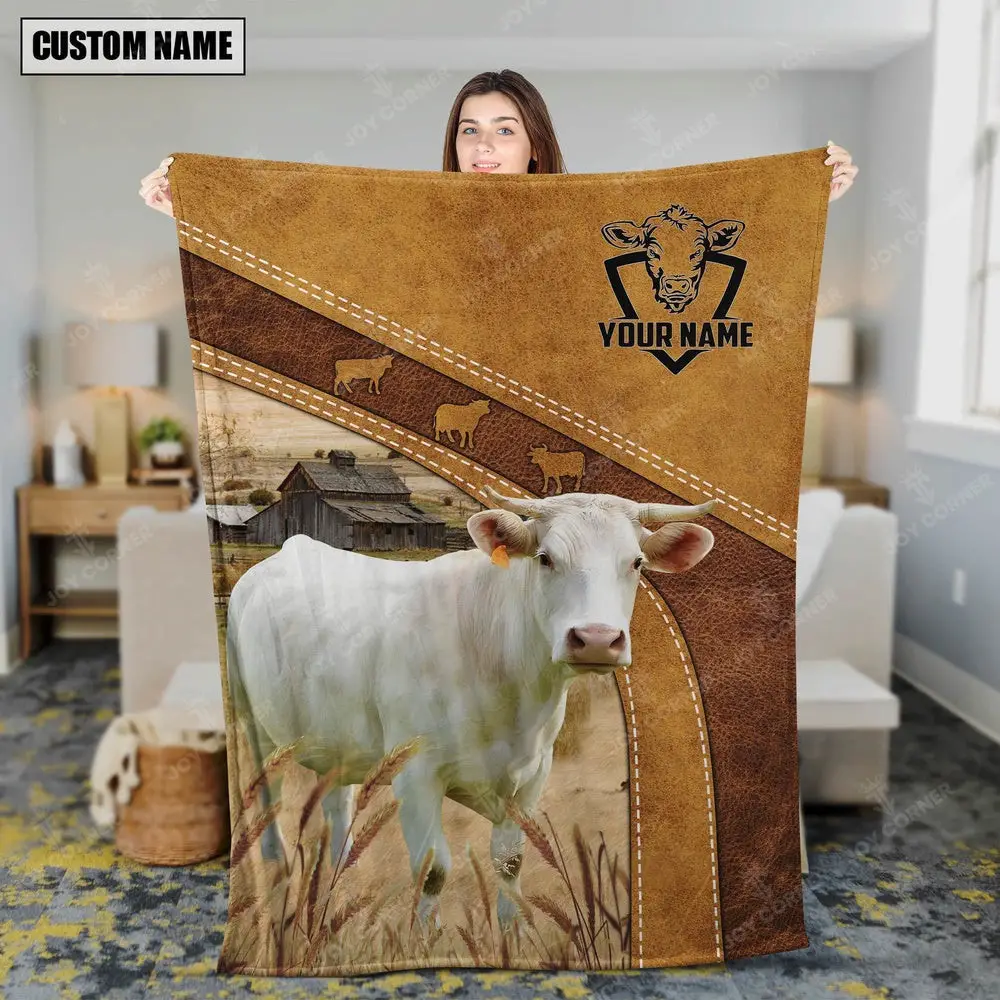 Charolais Custom Name Blanket Collection Farm Animal Blanket Presents For Farmers