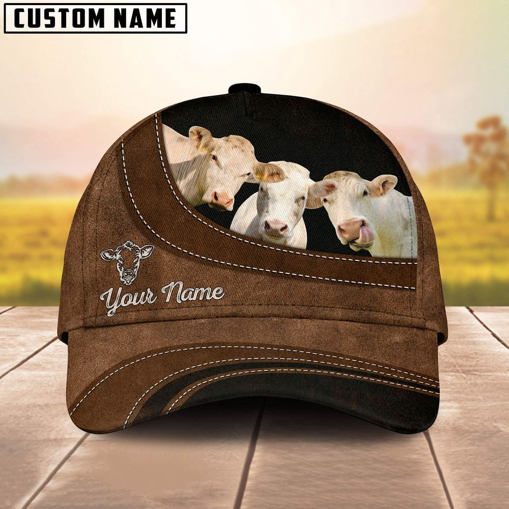 Charolais No Horn Happiness Customized Name Cap Farmer Baseball Cap Gift For Farmer