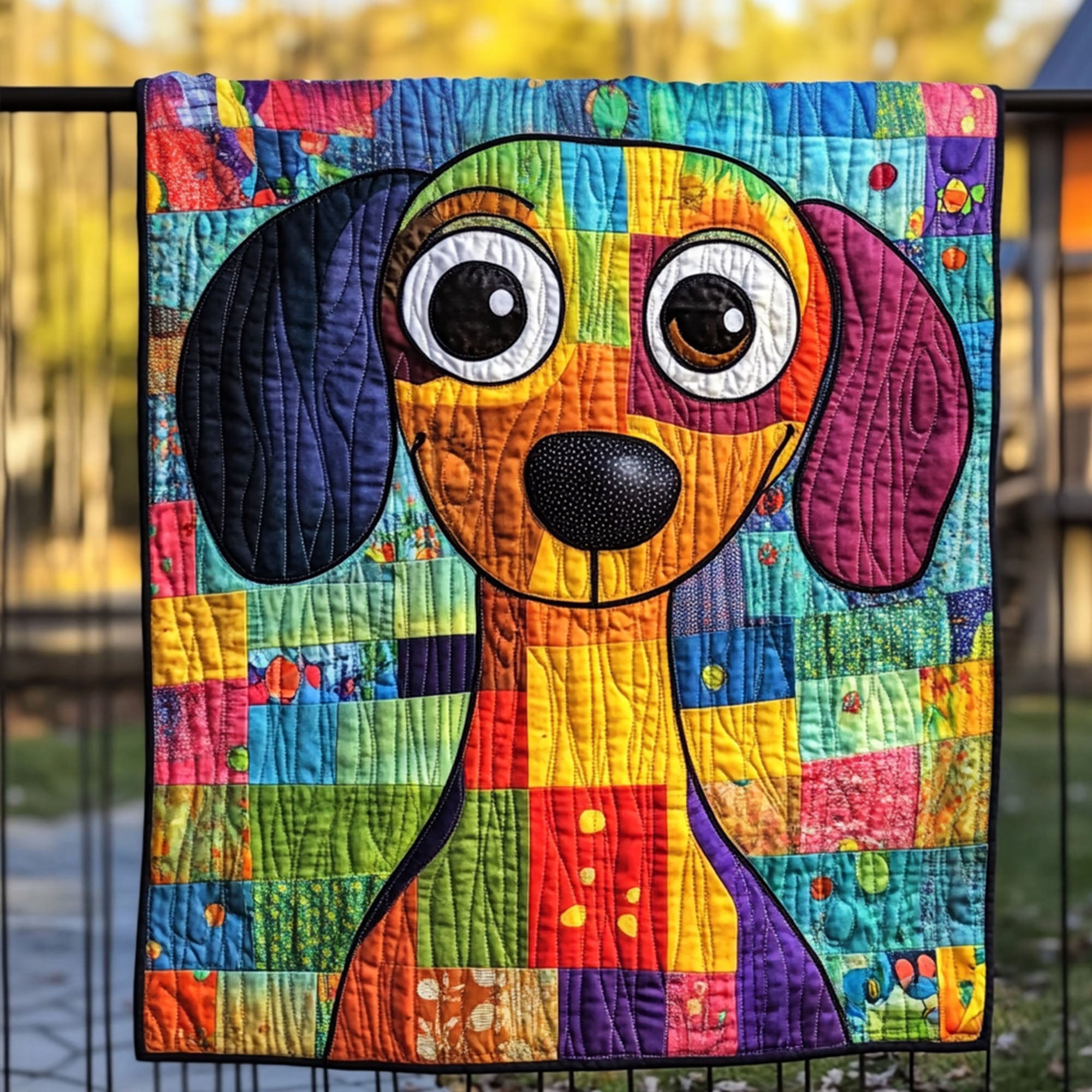 Cheerful Canine Quilted Blanket Sofa Couch Throw Blanket Dachshund Gifts For Her Him Cheerful Canine Quilted Blanket Sofa Couch Throw Blanket Dachshund Gifts For Her Him - Image 1