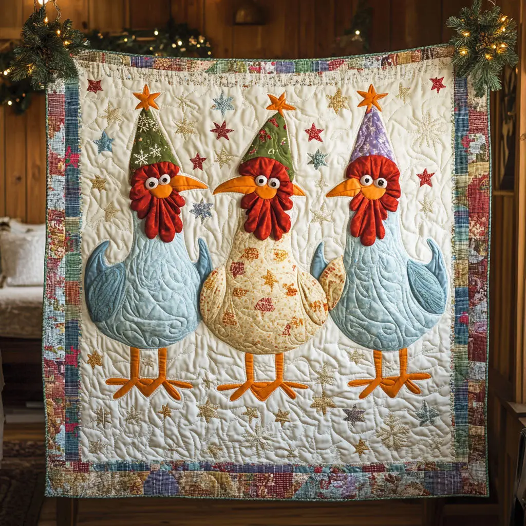 Cheerful Chicken Quilt Luxury Quilt Blanket for Elegant Home Decor