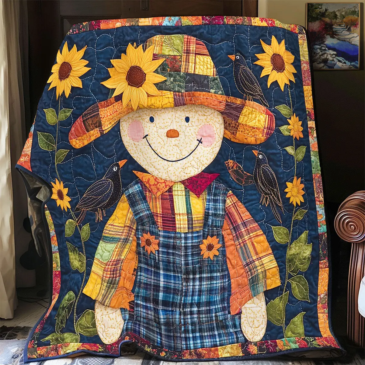 Cheerful Scarecrow Quilt Blankets Best Throw Blanket Awesome Mother's Day Gifts 2025 Cheerful Scarecrow Quilt Blankets Best Throw Blanket Awesome Mother's Day Gifts 2025 - Image 1
