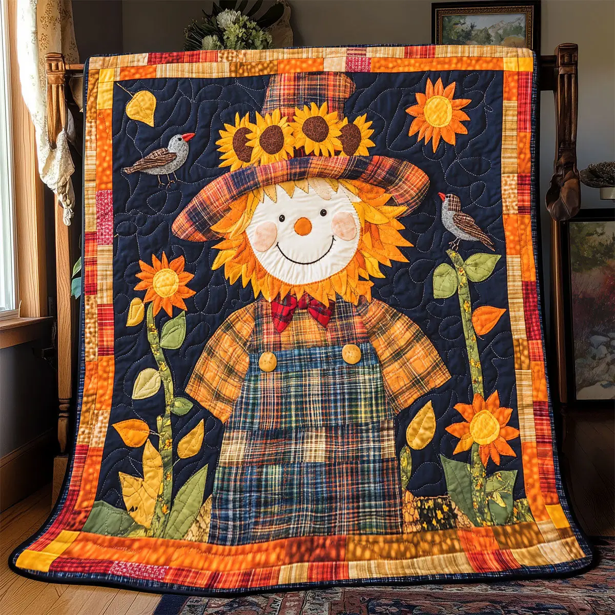Cheerful Scarecrow Quilt Blankets Best Throw Blanket Unique Gifts For Mom