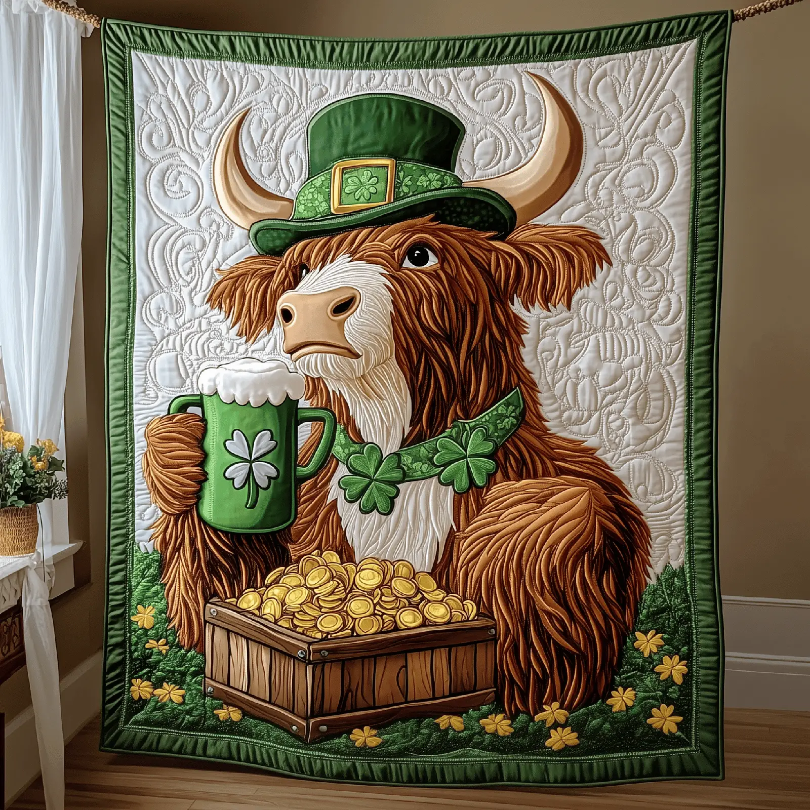 Cheers to St Patrick Day Quilted Blanket Best Throws For Sofas Irish Gifts For Her Women