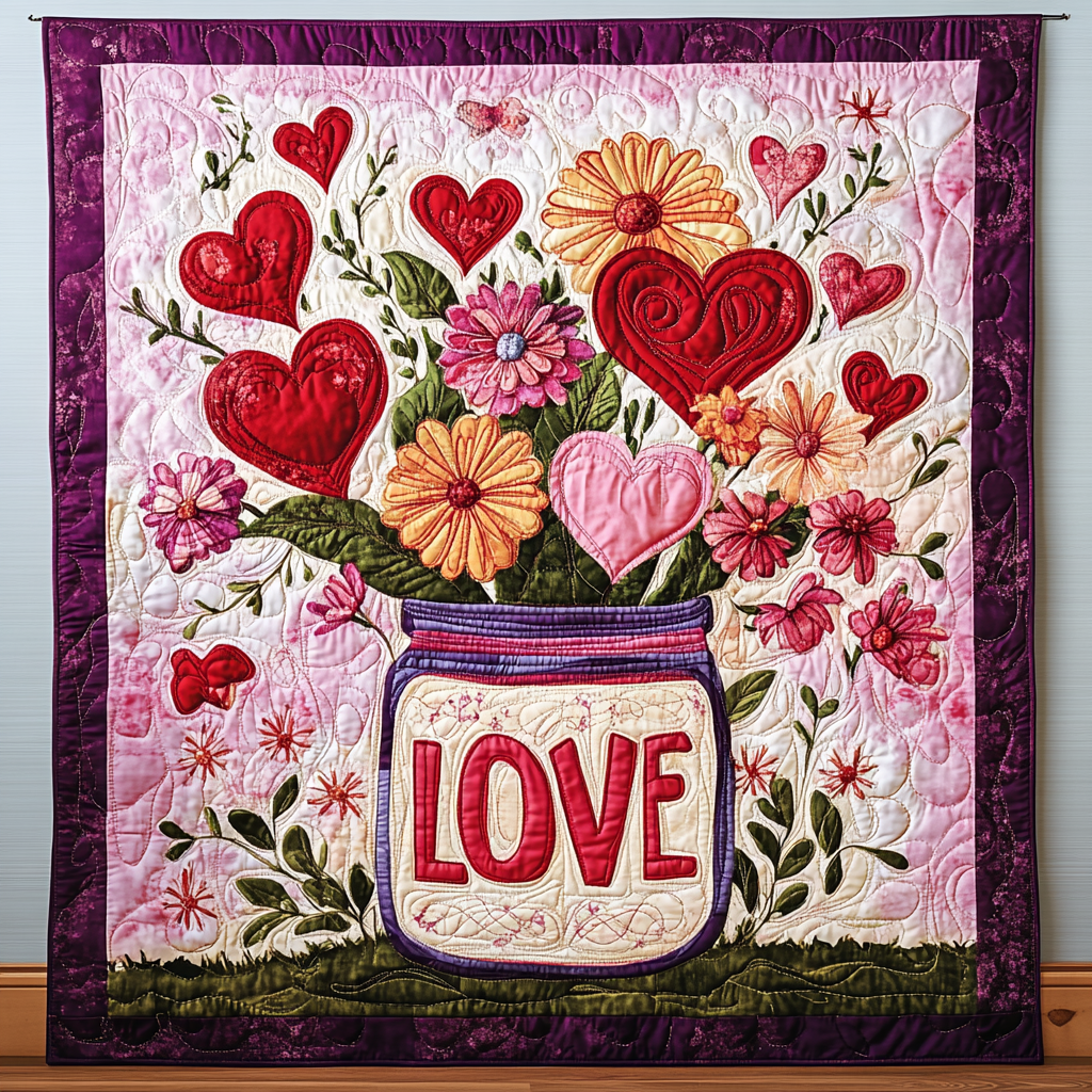 Cherished Hearts Quilted Blanket Cozy Living Decor Valentine Gift Idea For Wife