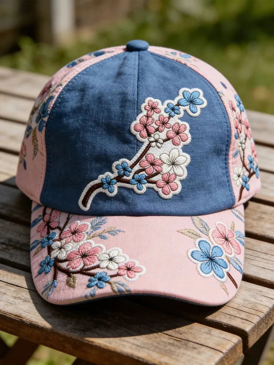 Cherry Blossom Baseball Cap Artistic Sakura Floral Hat Best Gift For Transgender