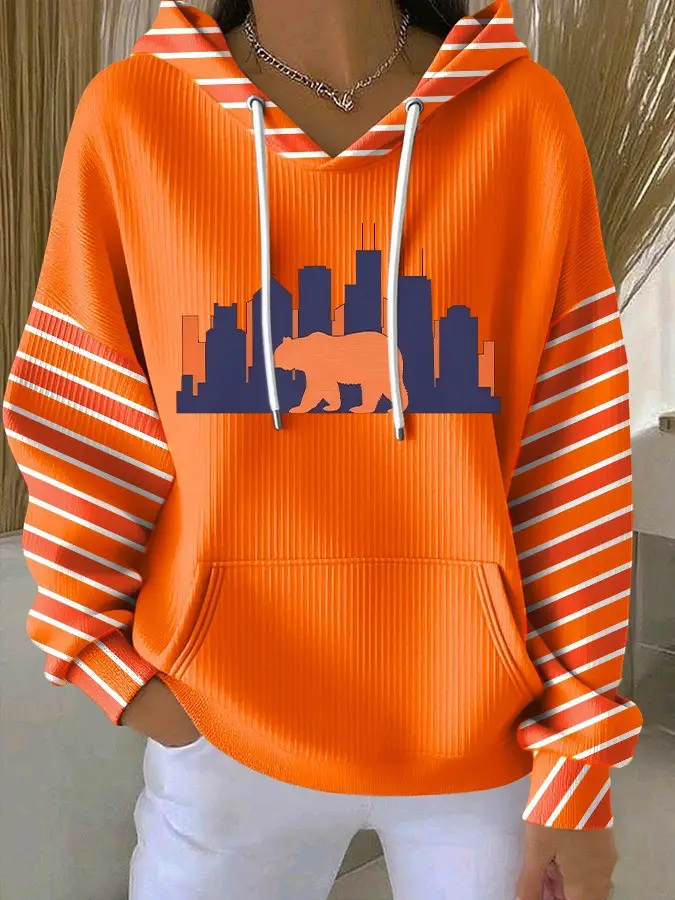 Chicago Bears Football Hoodie Game Day Merch Apparel Chicago Bears Fan Gift Ideas For Her
