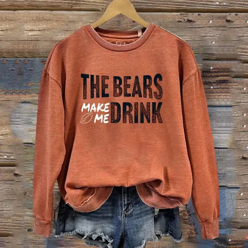 Chicago Bears Football Merch The Bear Makes Me Drink Sweatshirt Football Gifts For Wife Chicago Bears Football Merch The Bear Makes Me Drink Sweatshirt Football Gifts For Wife - Image 1