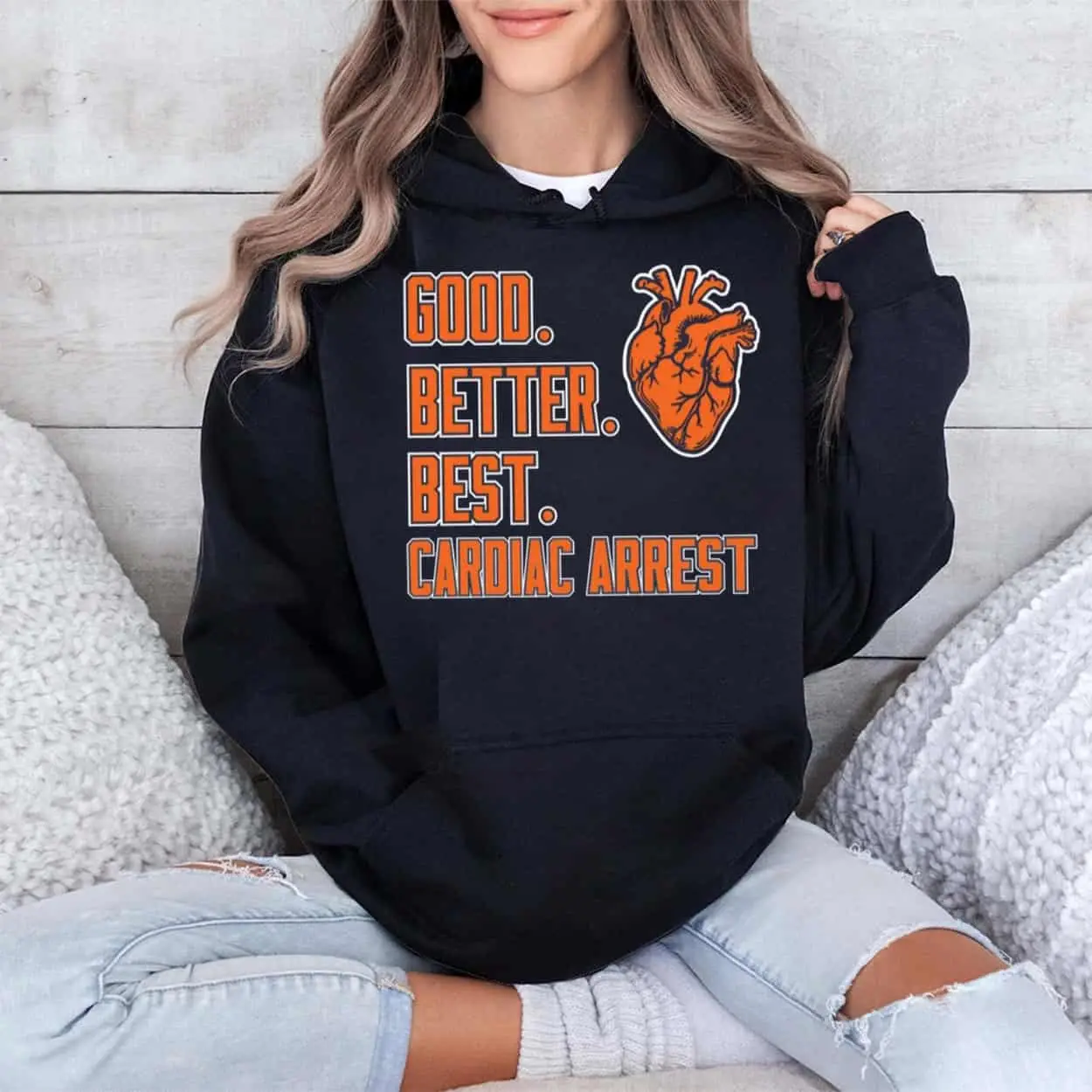Chicago Bears Good Better Best Cardiac Arrest Hoodie Game Day Clothes Bears Football Gifts