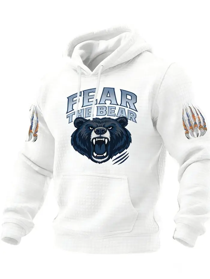 Chicago Bears Hoodie Fear The Bear Hoodie Men's Game Day Clothing Gifts For Football Lovers